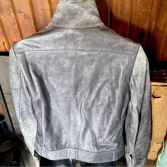 Designer Moto biker leather Jacket Distressed Futuristic Runway Motorcycle 36 XS - Picture 7 of 16